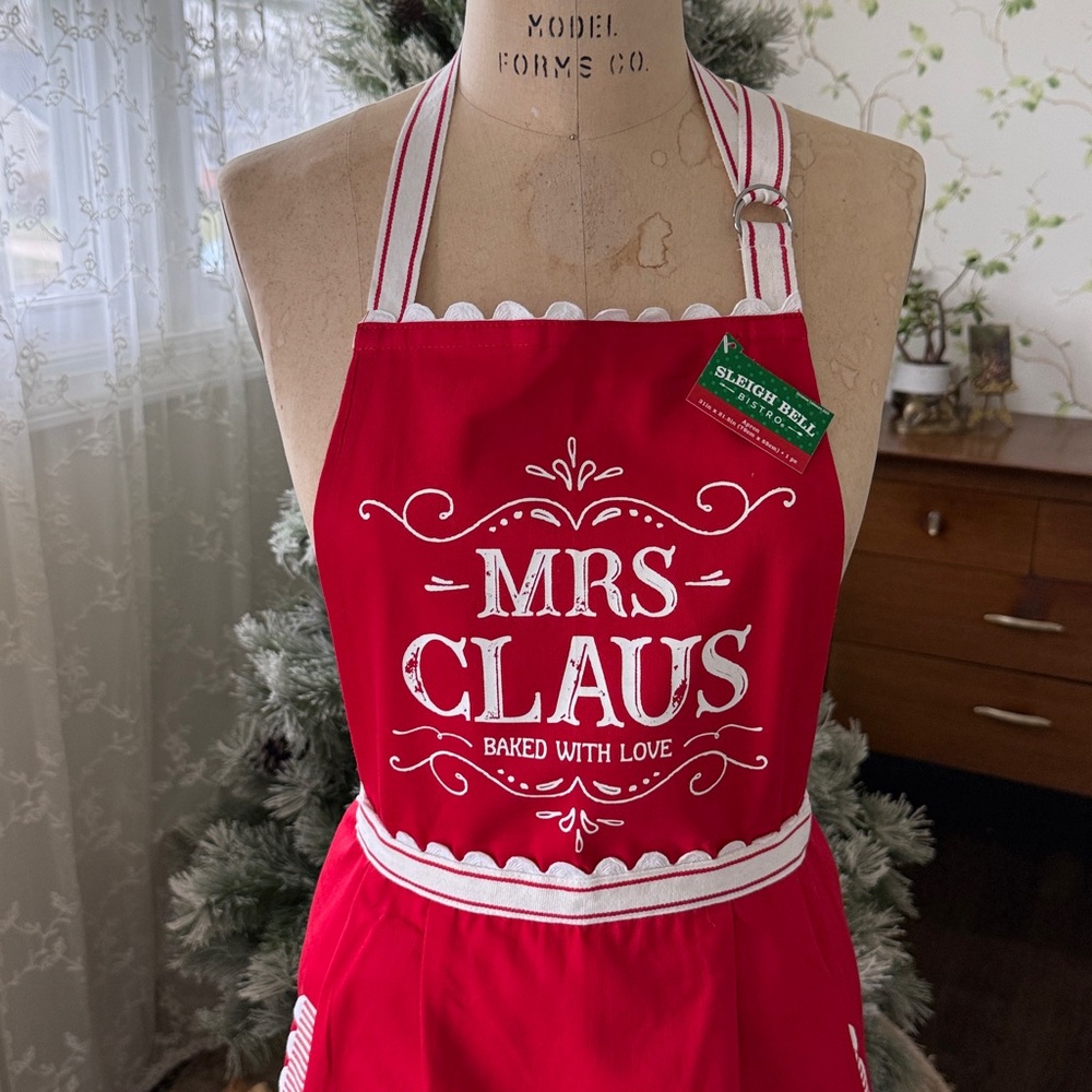 Mrs. Claus ‘Baked with Love’ Red Christmas Apron - NEW